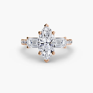 Three-Stone Ring with Pavé Band 4
