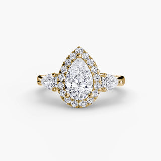 Three-Stone Ring with Halo